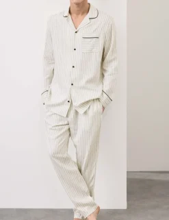 Linen Rich Striped Pyjama Bottoms