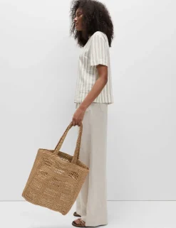 Linen Rich Striped Relaxed T-Shirt
