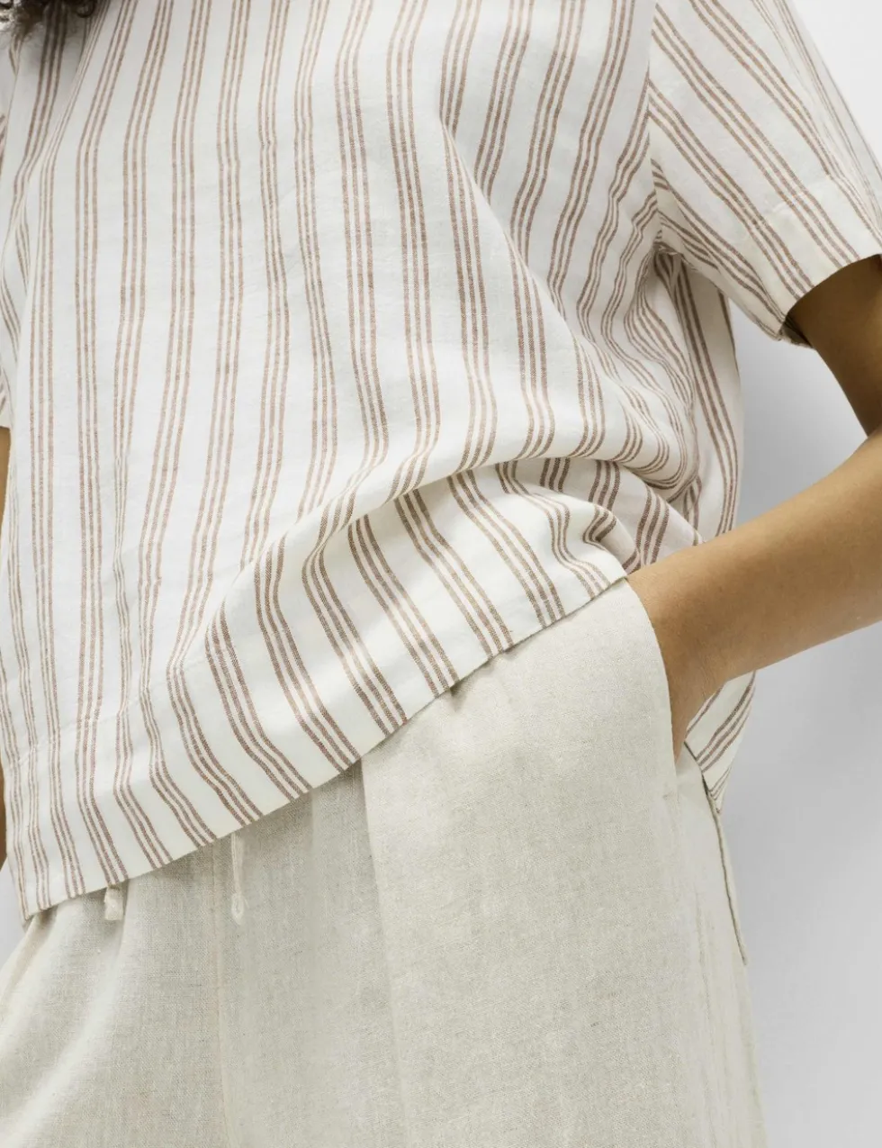 Linen Rich Striped Relaxed T-Shirt
