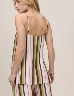 Linen Rich Striped Square Neck Cami Top
