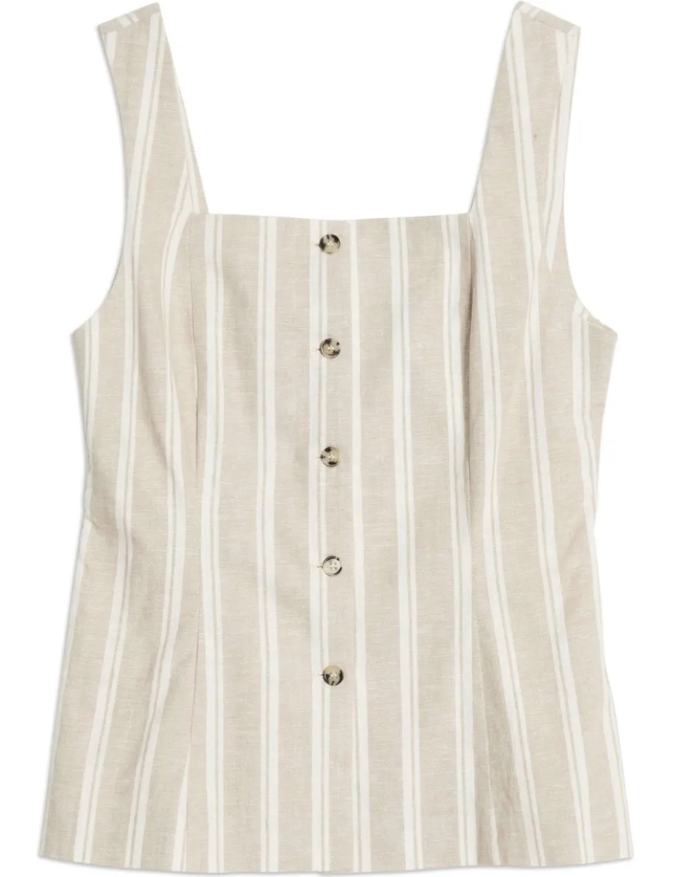 Linen Rich Striped Square Neck Top