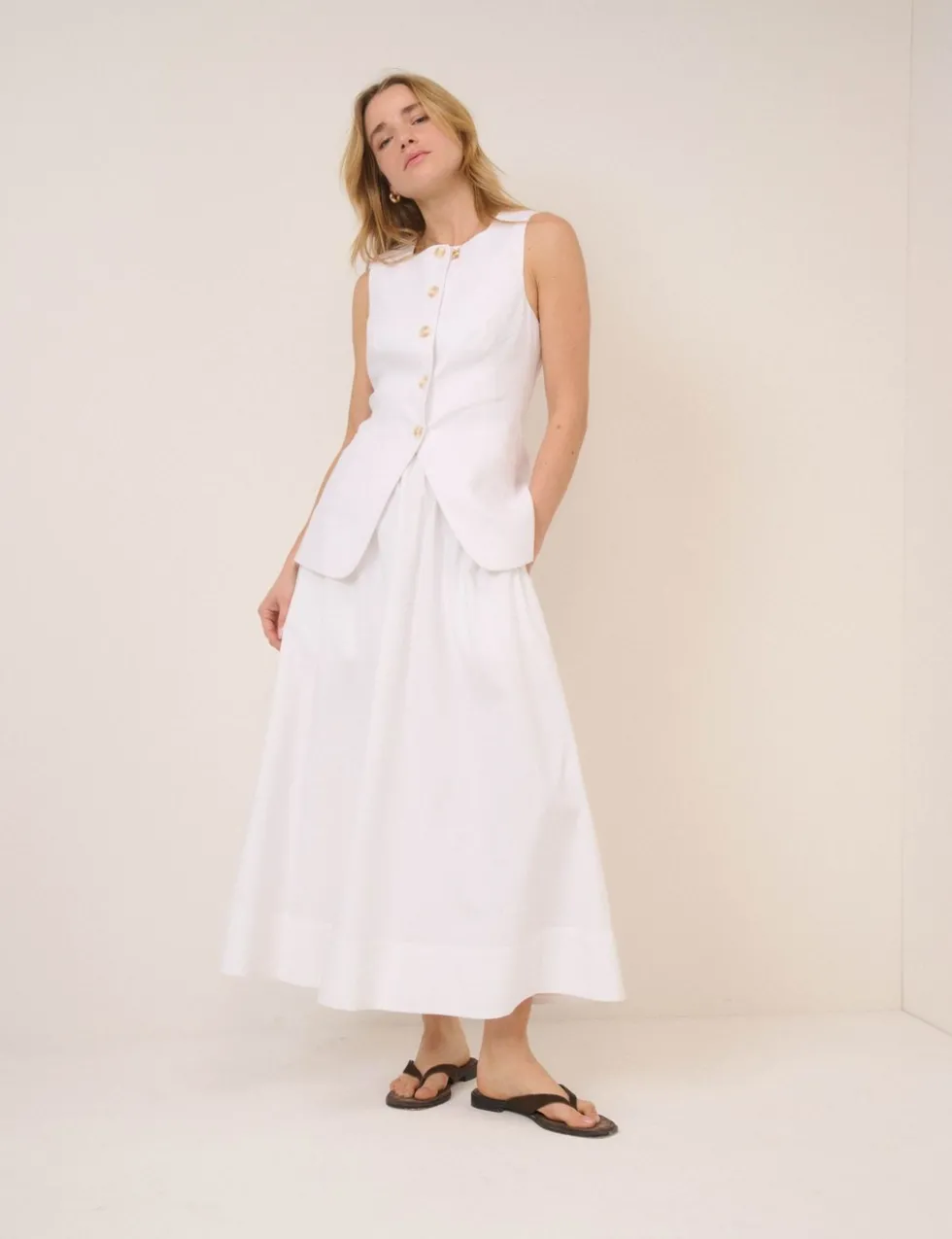 Linen Rich Tailored Longline Waistcoat