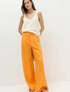 Linen Rich Tailored Wide Leg Trousers