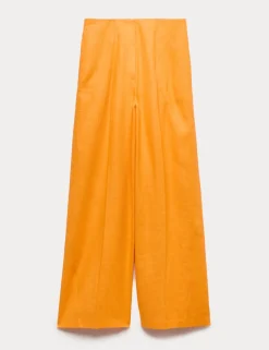 Linen Rich Tailored Wide Leg Trousers