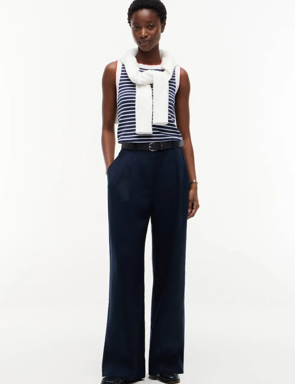 Linen Rich Tailored Wide Leg Trousers