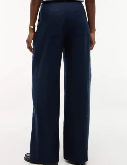 Linen Rich Tailored Wide Leg Trousers