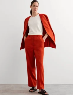 Linen Rich Tapered Trousers with Wool