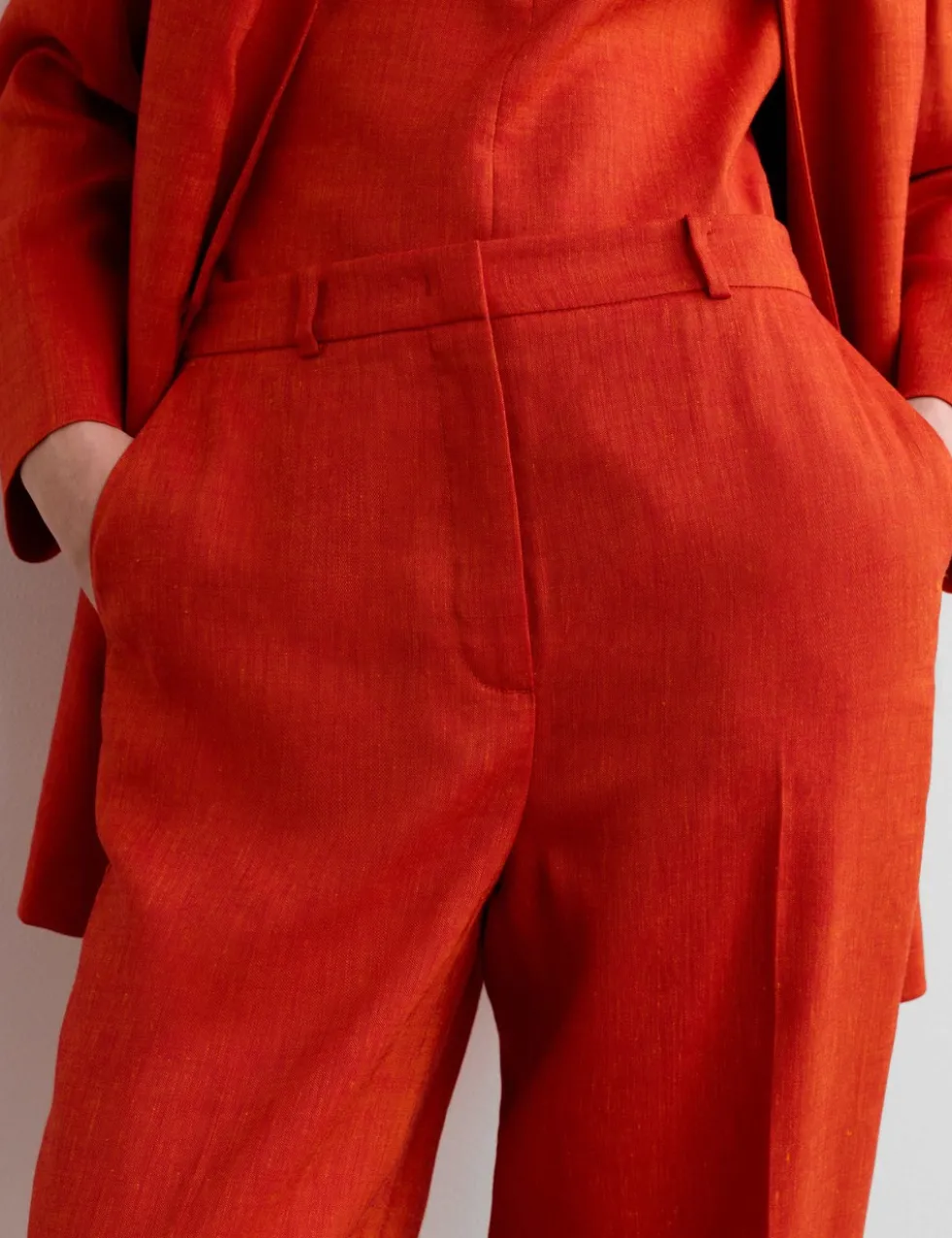 Linen Rich Tapered Trousers with Wool