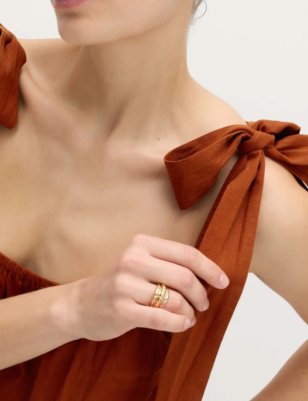Linen Rich Tie Bow Maxi Beach Dress