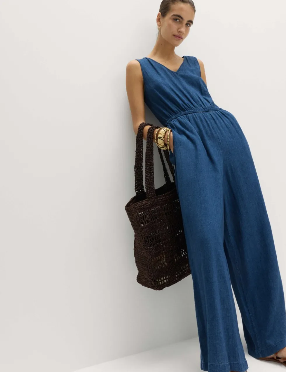 Linen Rich Tie Detail Jumpsuit