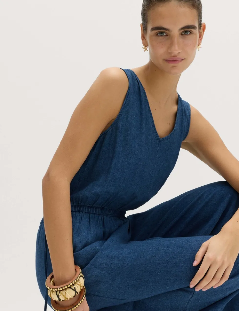 Linen Rich Tie Detail Jumpsuit