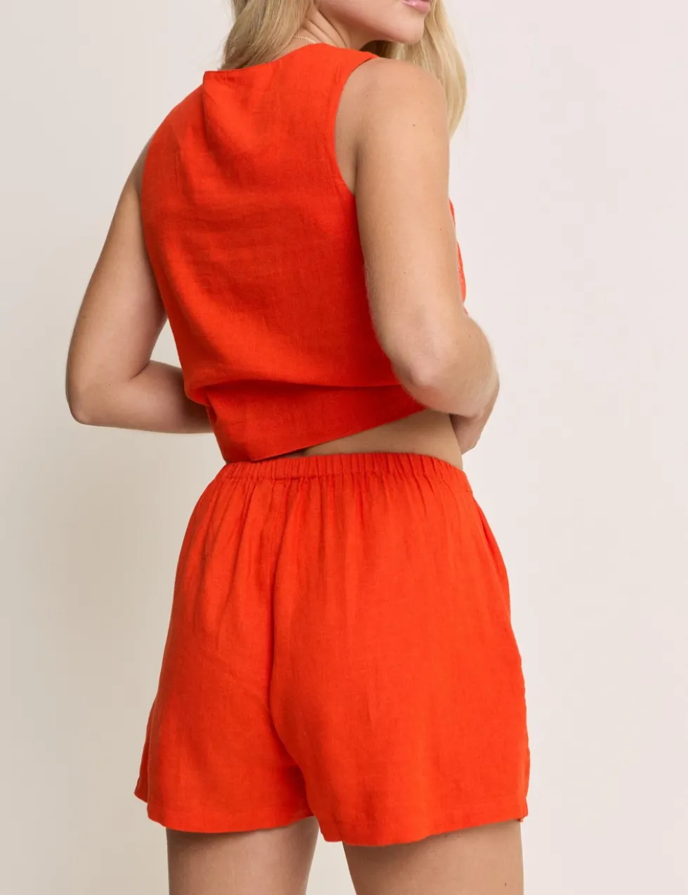 Linen Rich Tie Detail Pull-On Shorts