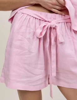 Linen Rich Tie Detail Pull-On Shorts