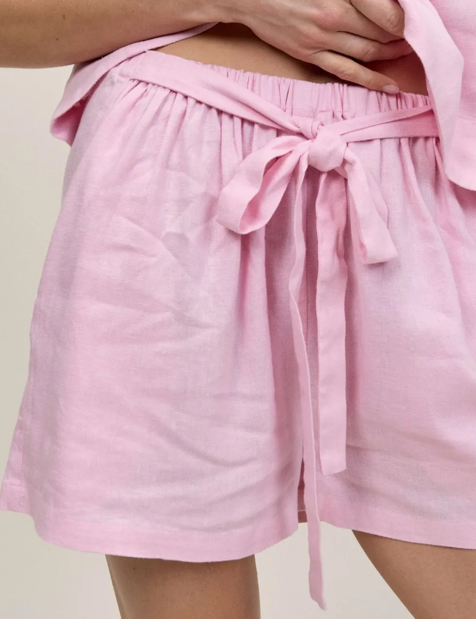 Linen Rich Tie Detail Pull-On Shorts