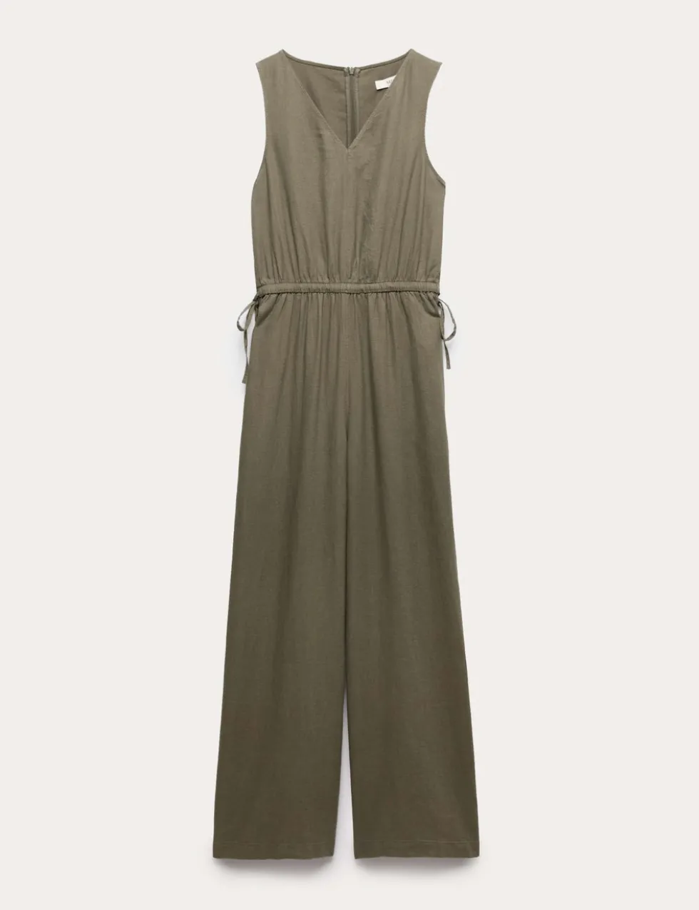Linen Rich Tie Detail Sleeveless Jumpsuit