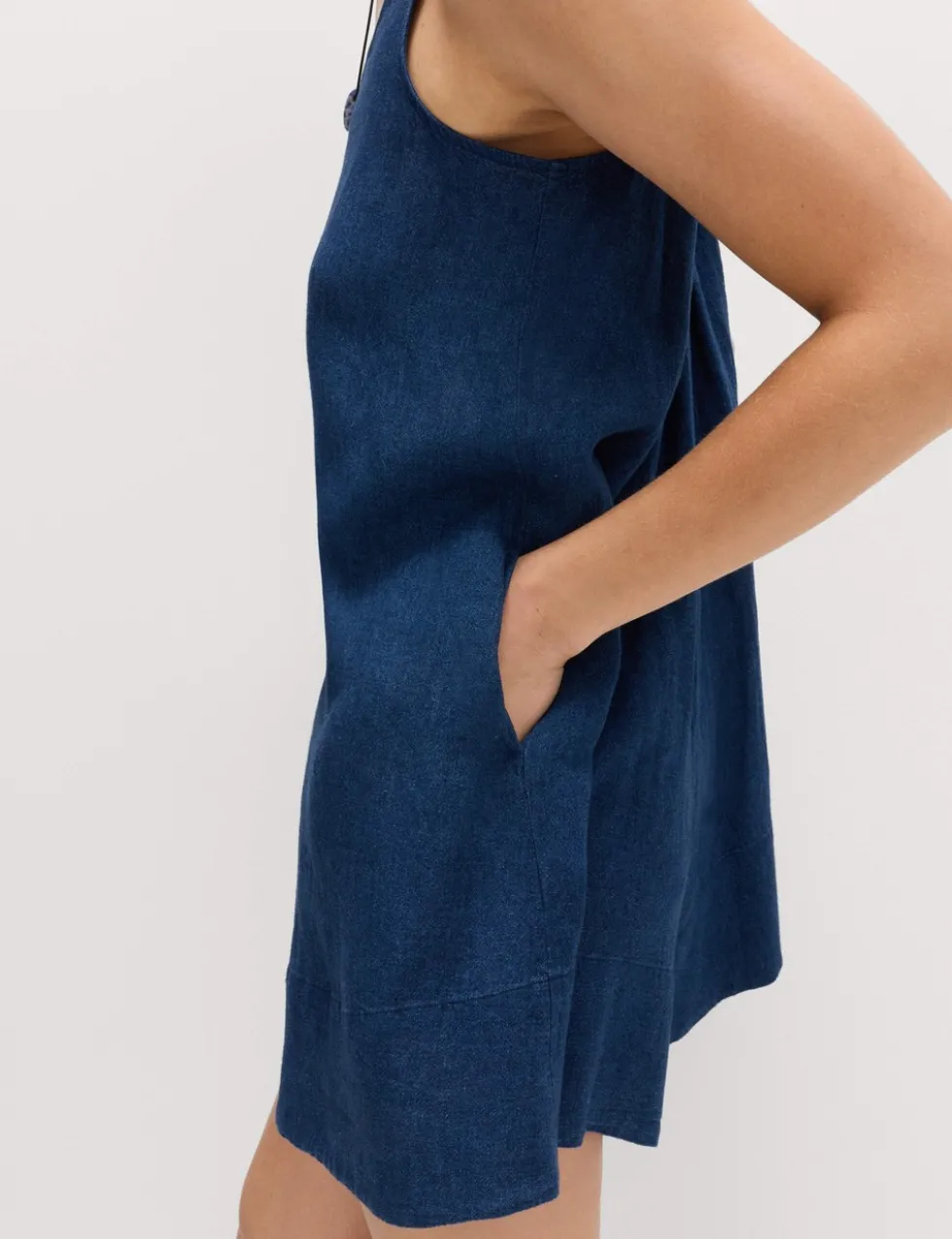 Linen Rich Tie Detail Sleeveless Volume Playsuit