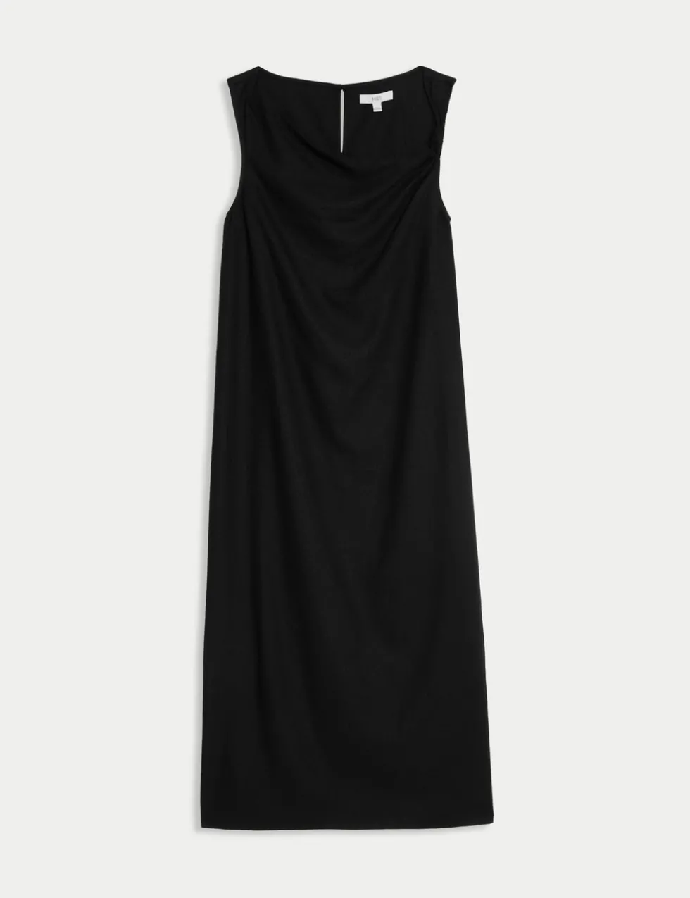 Linen Rich Tie Neck Midaxi Shift Dress
