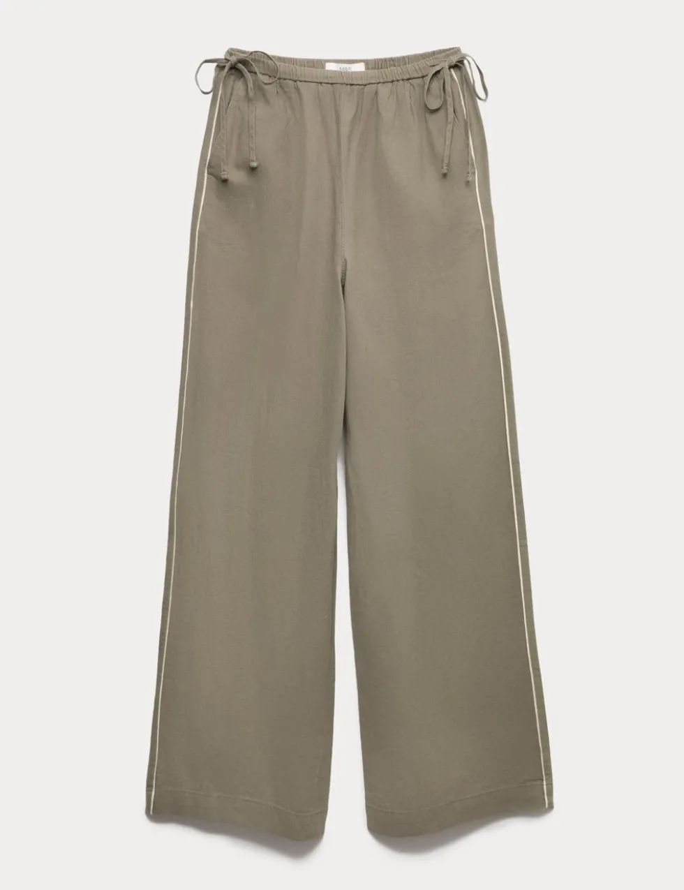 Linen Rich Tie Side Wide Leg Trousers