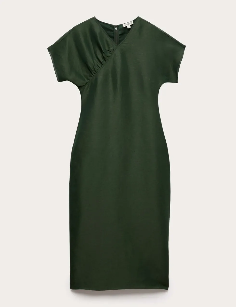 Linen Rich V-Neck Midi Wrap Dress