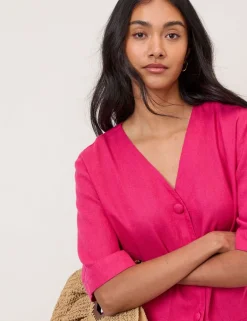 Linen Rich V-Neck Relaxed Shirt