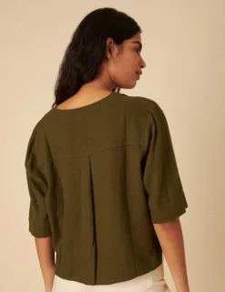 Linen Rich V-Neck Relaxed Shirt