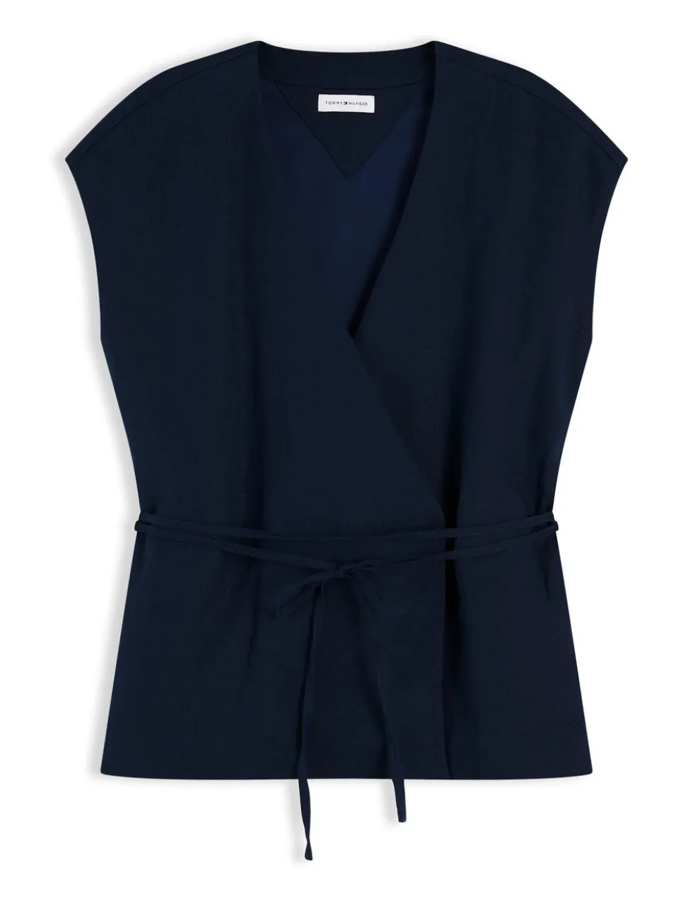 Linen Rich V-Neck Tie Detail Vest