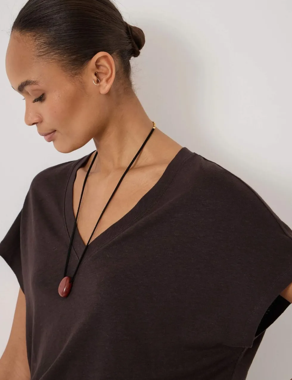 Linen Rich V-Neck T-Shirt
