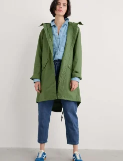 Linen Rich Waterproof Hooded Longline Coat