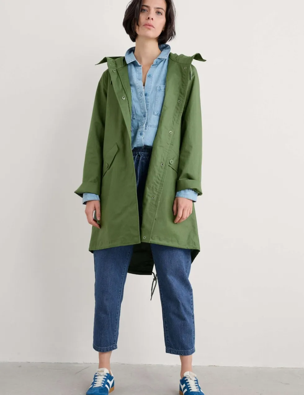Linen Rich Waterproof Hooded Longline Coat
