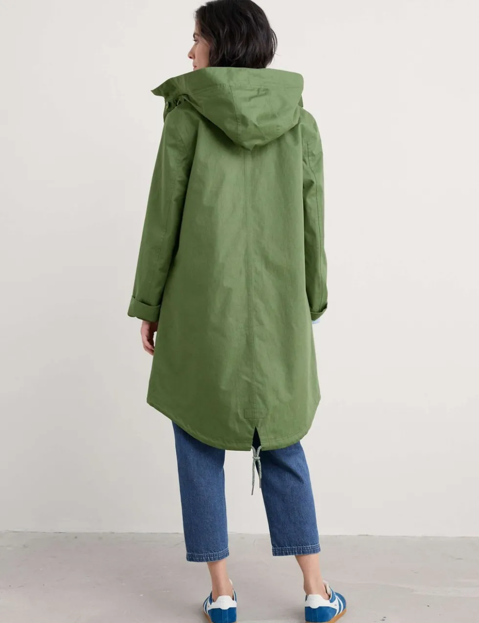 Linen Rich Waterproof Hooded Longline Coat