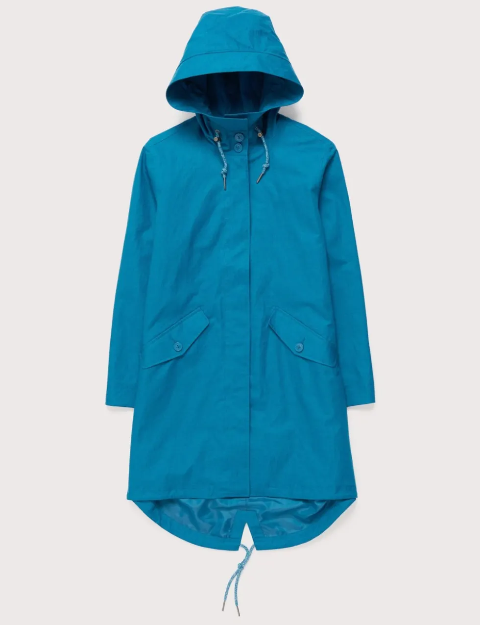Linen Rich Waterproof Hooded Longline Raincoat