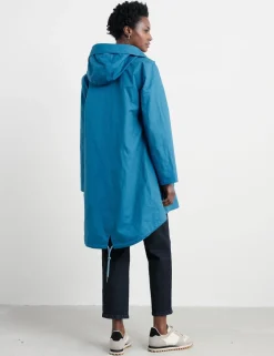 Linen Rich Waterproof Hooded Longline Raincoat