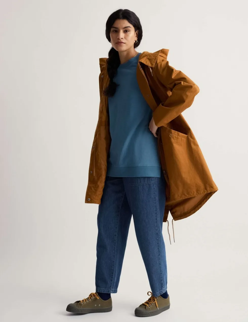 Linen Rich Waterproof Hooded Longline Coat