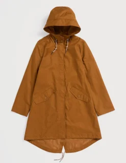 Linen Rich Waterproof Hooded Longline Coat