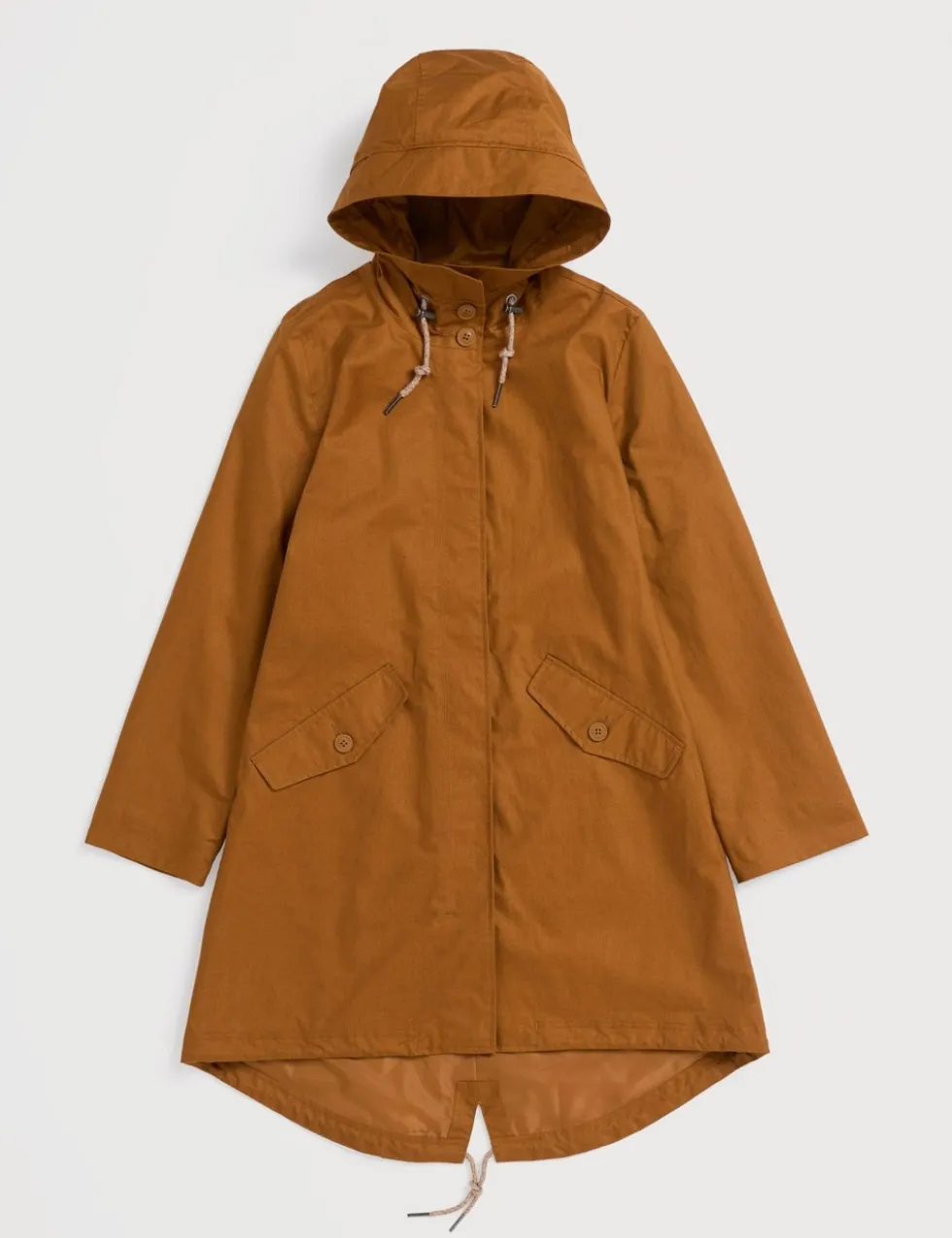 Linen Rich Waterproof Hooded Longline Coat
