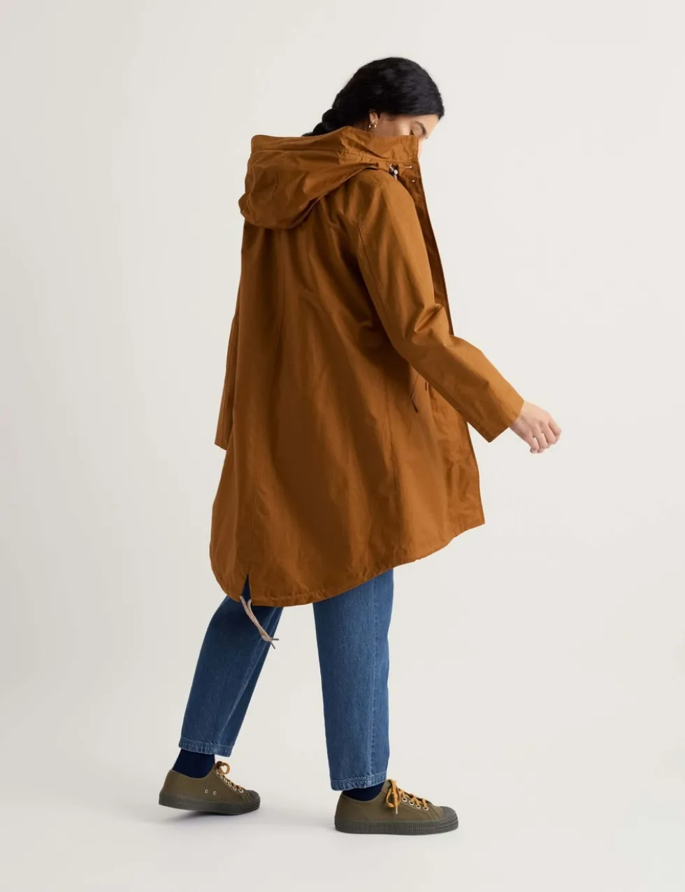 Linen Rich Waterproof Hooded Longline Coat