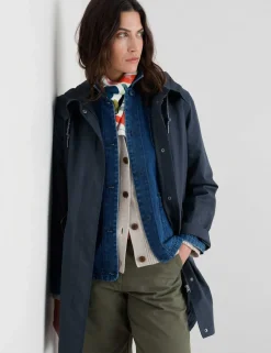 Linen Rich Waterproof Hooded Longline Coat