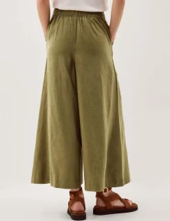 Linen Rich Wide Leg Cropped Trousers