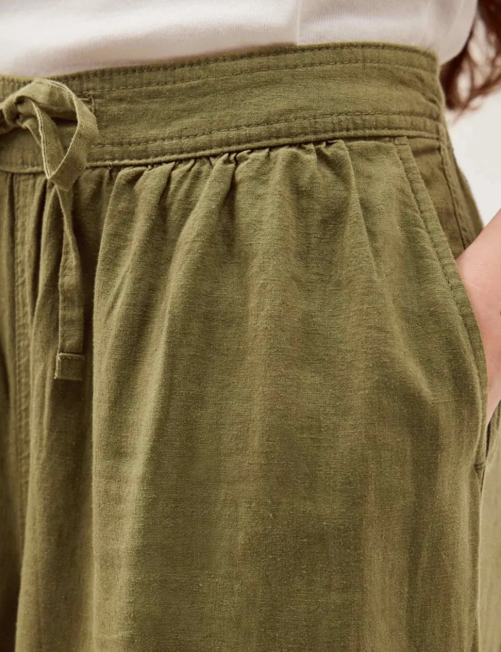 Linen Rich Wide Leg Cropped Trousers