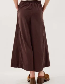 Linen Rich Wide Leg Cropped Trousers