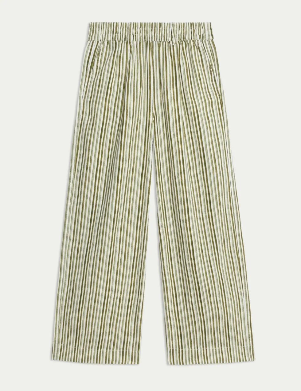 Linen Rich Wide Leg Cropped Trousers