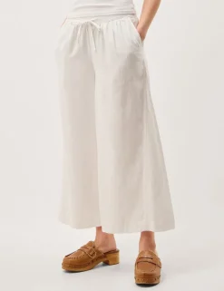 Linen Rich Wide Leg Cropped Trousers