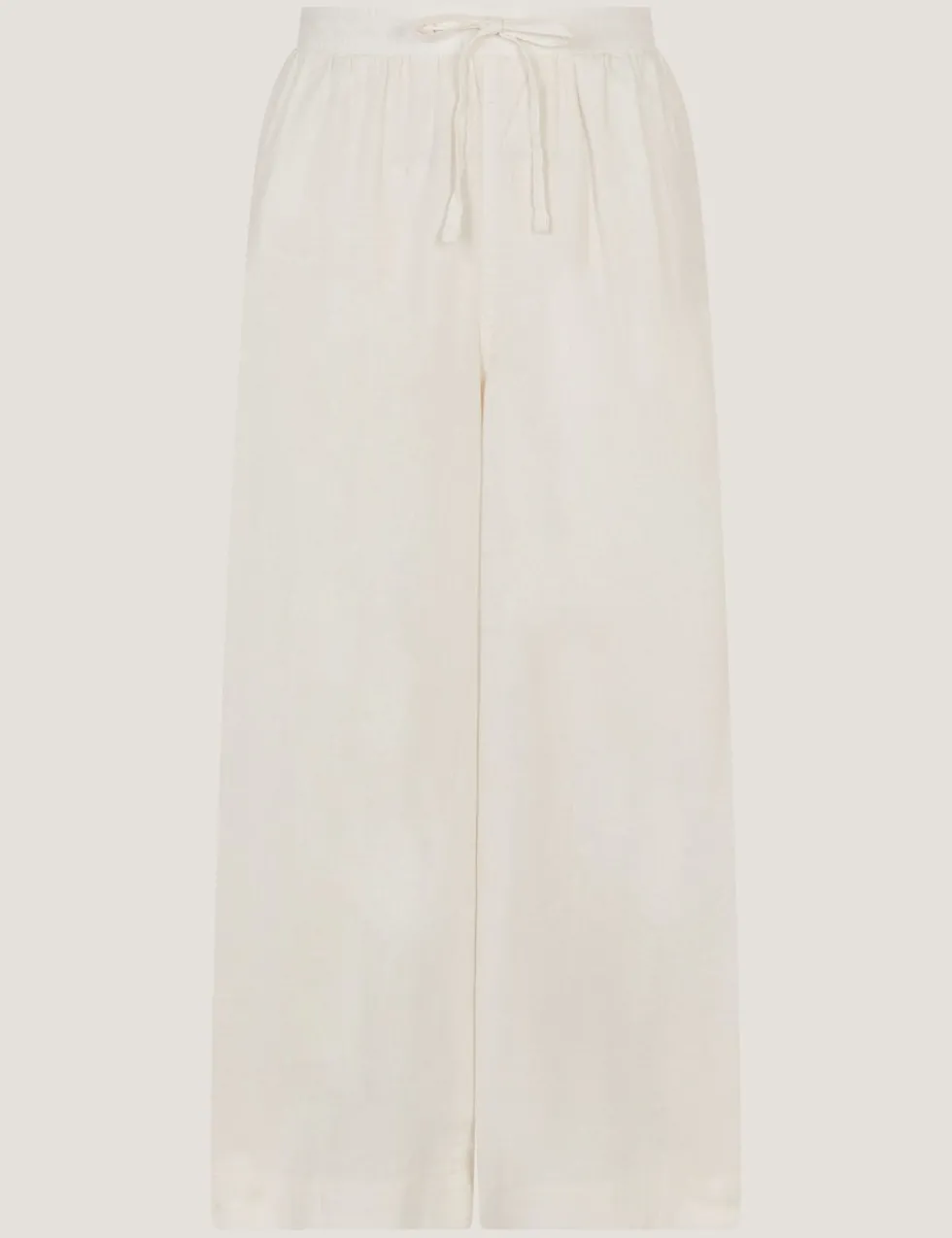 Linen Rich Wide Leg Cropped Trousers