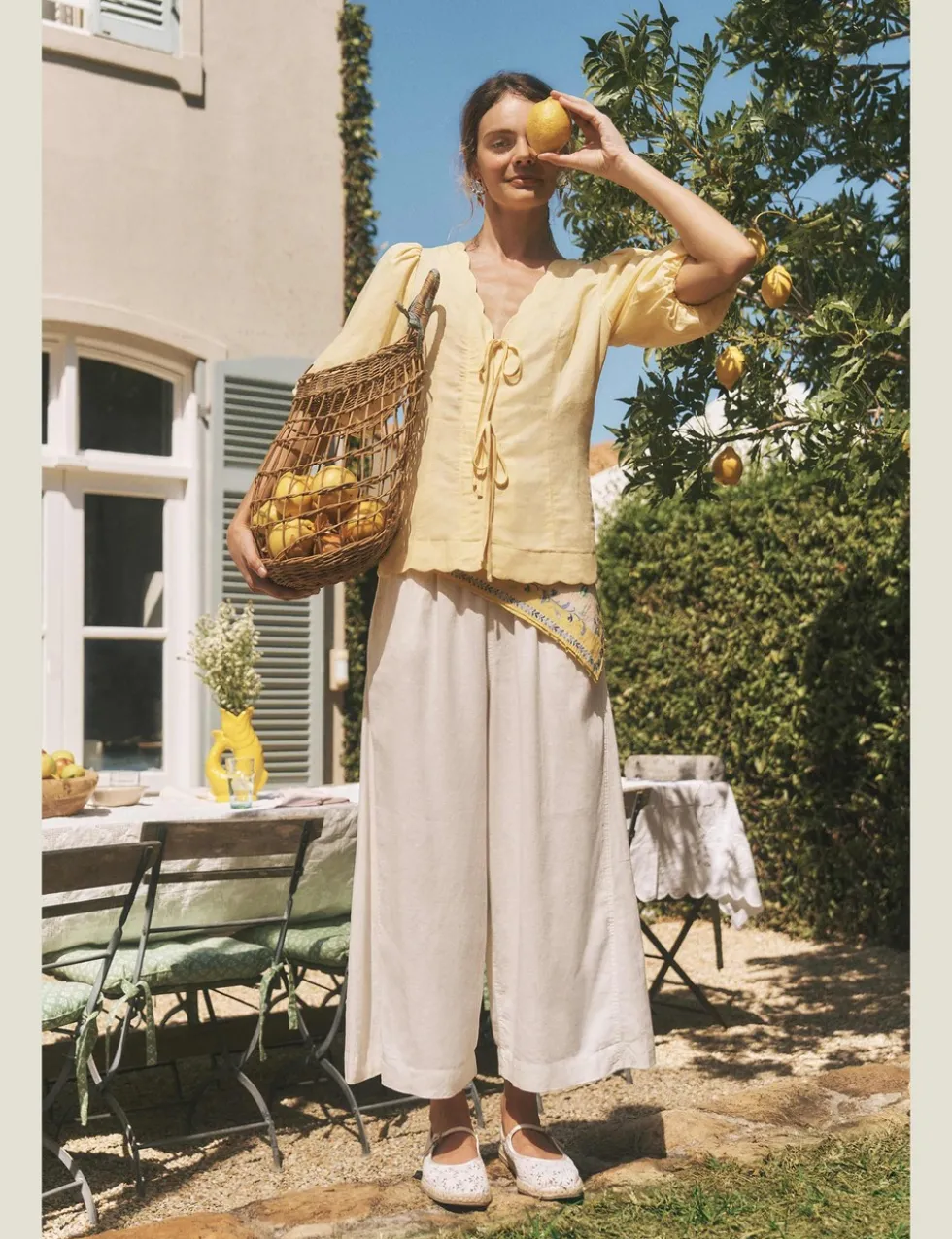 Linen Rich Wide Leg Cropped Trousers