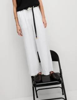 Linen Rich Wide Leg Cropped Trousers