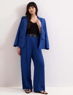 Linen Rich Wide Leg Trousers