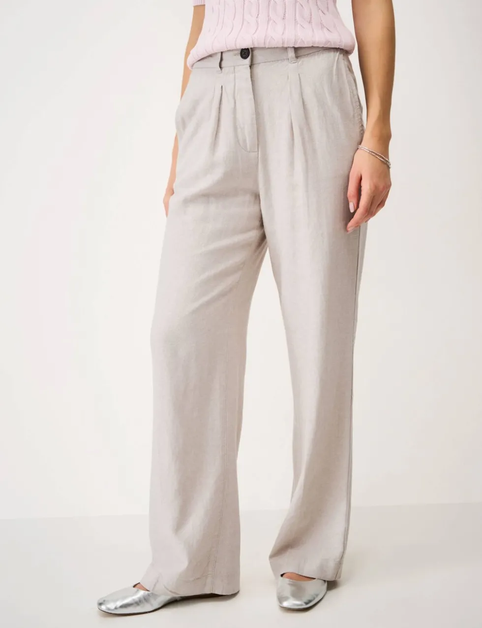 Linen Rich Wide Leg Trousers