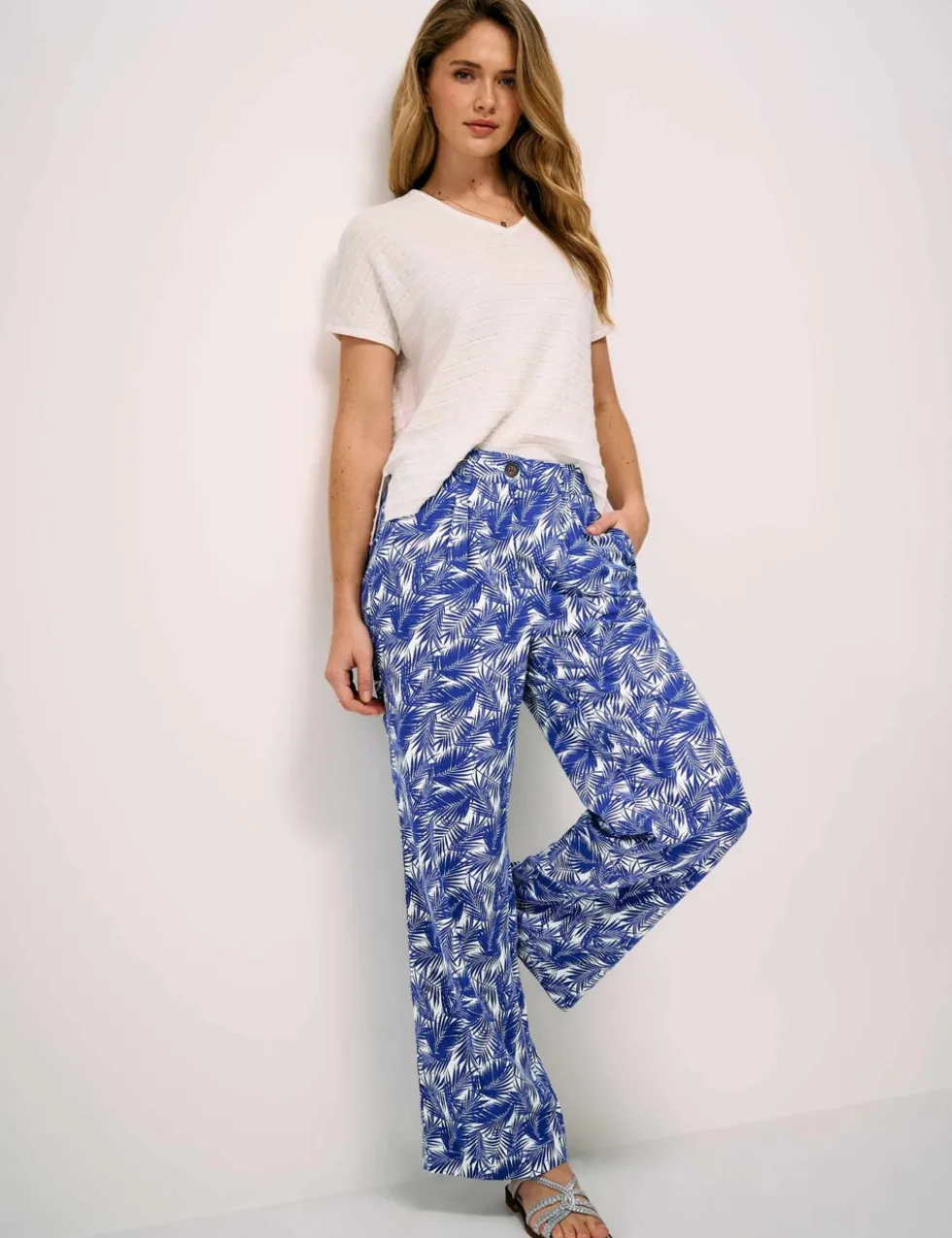 Linen Rich Wide Leg Trousers