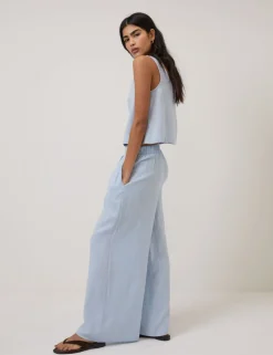 Linen Rich Wide Leg Trousers