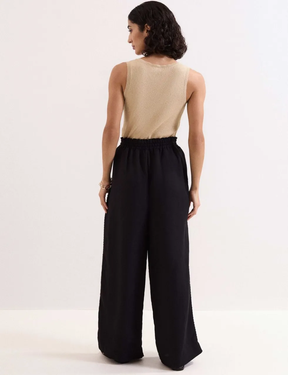 Linen Rich Wide Leg Trousers
